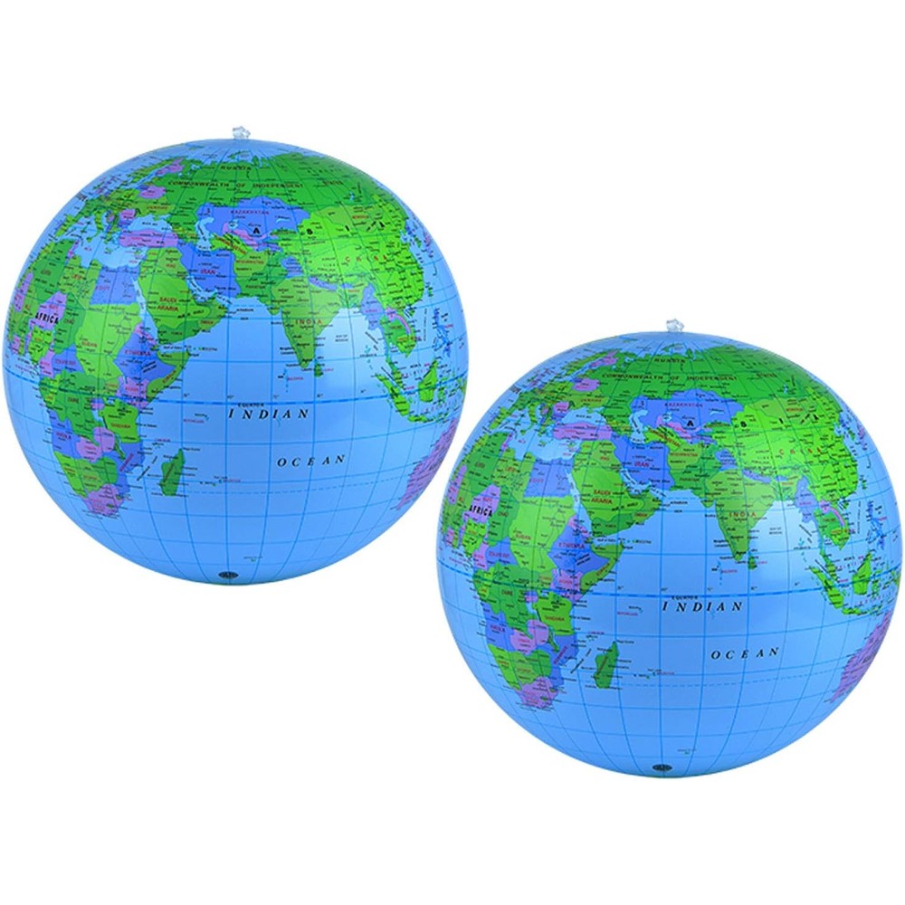 Coopay Inflatable World Globe front view showing detailed colorful continents for classroom teaching.