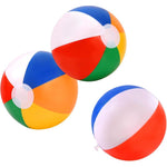 Wanna Party inflatable rainbow beach balls front view showcasing classic colorful panels for pool games.