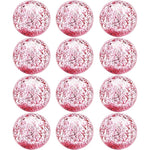 Turnmeon inflatable pink glitter beach balls twelve pack front view floating in a swimming pool.
