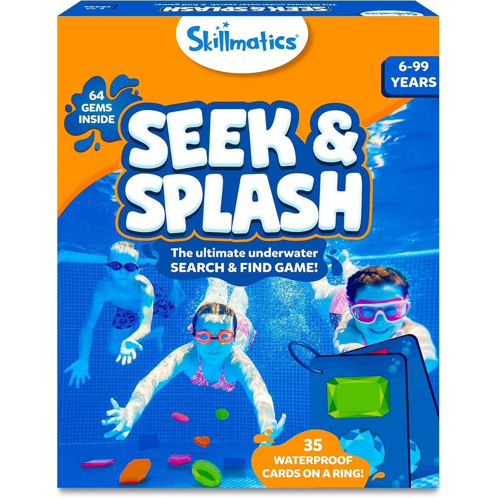 Skillmatics Seek And Splash diving gem toys retail box packaging front view