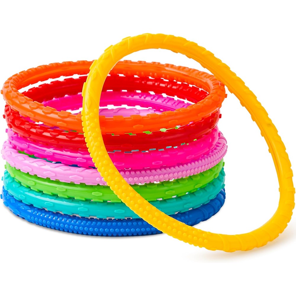 JOYIN dive circles pool toys front view of eight colorful rings stacked together