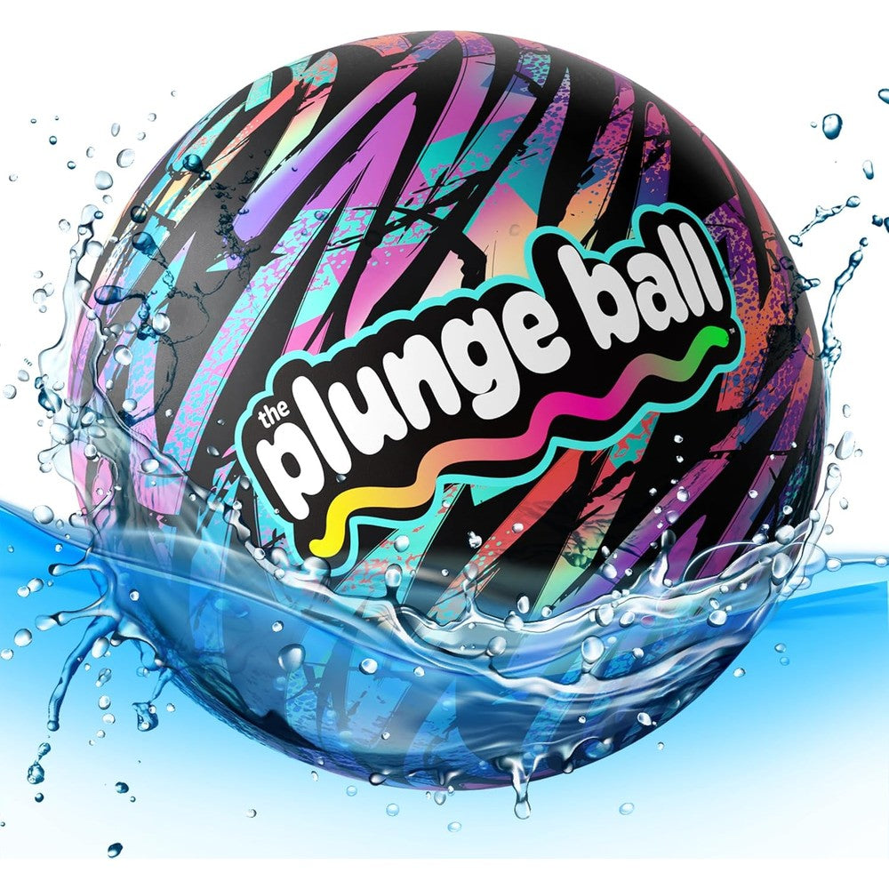 HydroSport Plunge Ball front view showing the purple black and turquoise zebra design