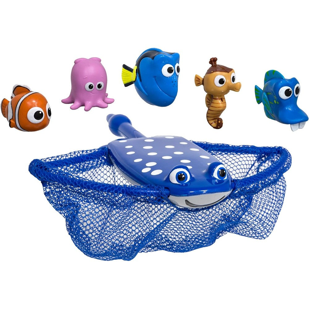 SwimWays Disney Finding Dory Mr Rays Dive And Catch Game front view showing packaging and Mr Ray net