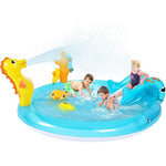 WODMAZ Inflatable Sea Animal Play Center front view showing kids swimming pool with slide