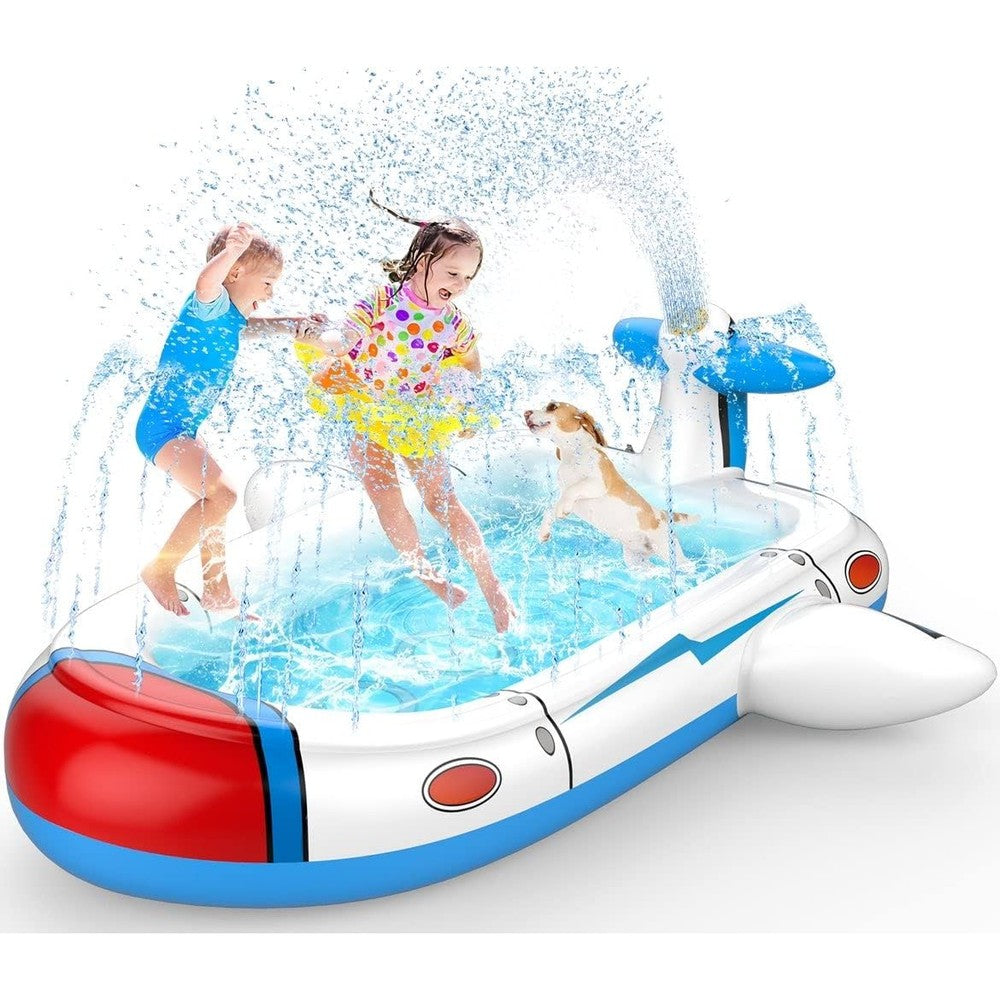 Uarzt inflatable kiddie pool splash pad front view on backyard lawn