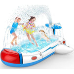 Uarzt inflatable kiddie pool splash pad front view on backyard lawn
