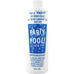 Party Pool LLC Blue Lagoon liquid color additive eight ounce bottle front view highlighting the swimming pool water dye branding