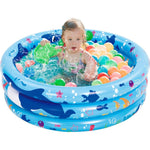 Sloosh inflatable kiddie pool front view showing blue ocean whale pattern rings