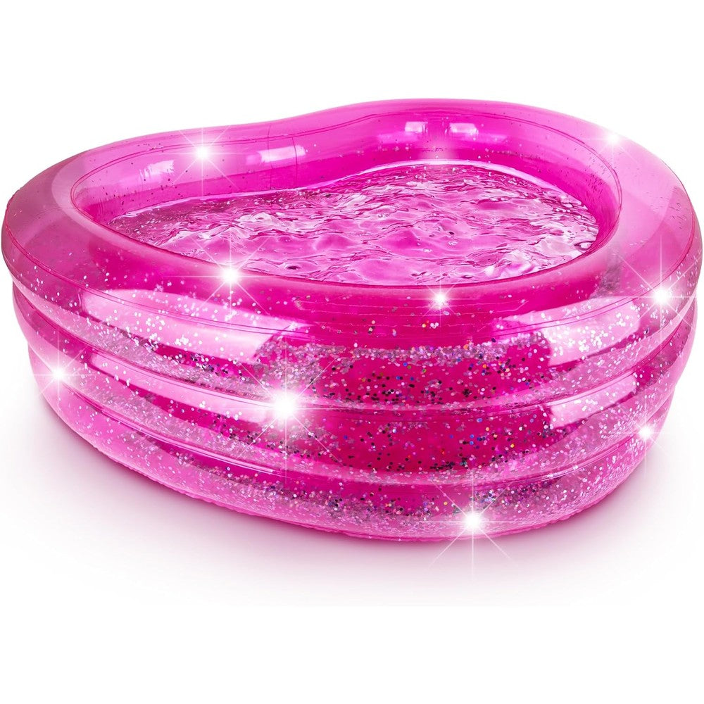ArtCreativity Sparkly Inflatable Kiddie Pool front view showing clear three level rings with silver glitter
