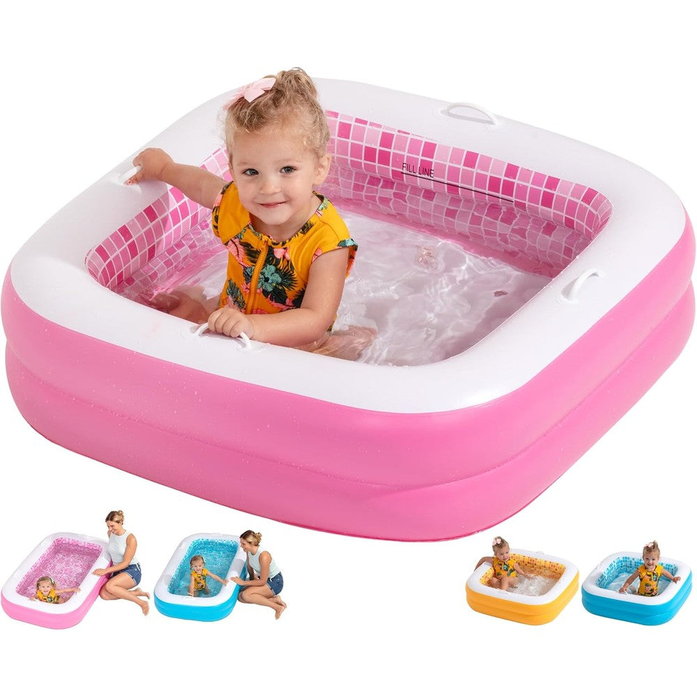 GRIP A POOL inflatable baby pool front view premium pink kiddie water toy