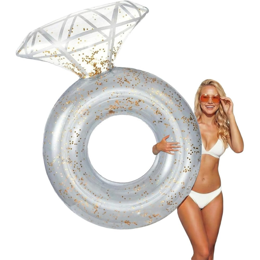 Zeraty inflatable diamond ring pool float front view for bachelorette parties