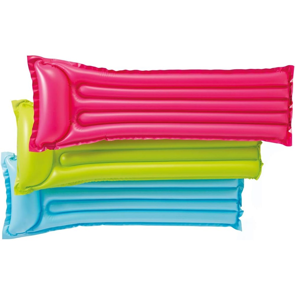 Intex Relax-a-mat Inflatable Pool Float front view showing the neon color design.