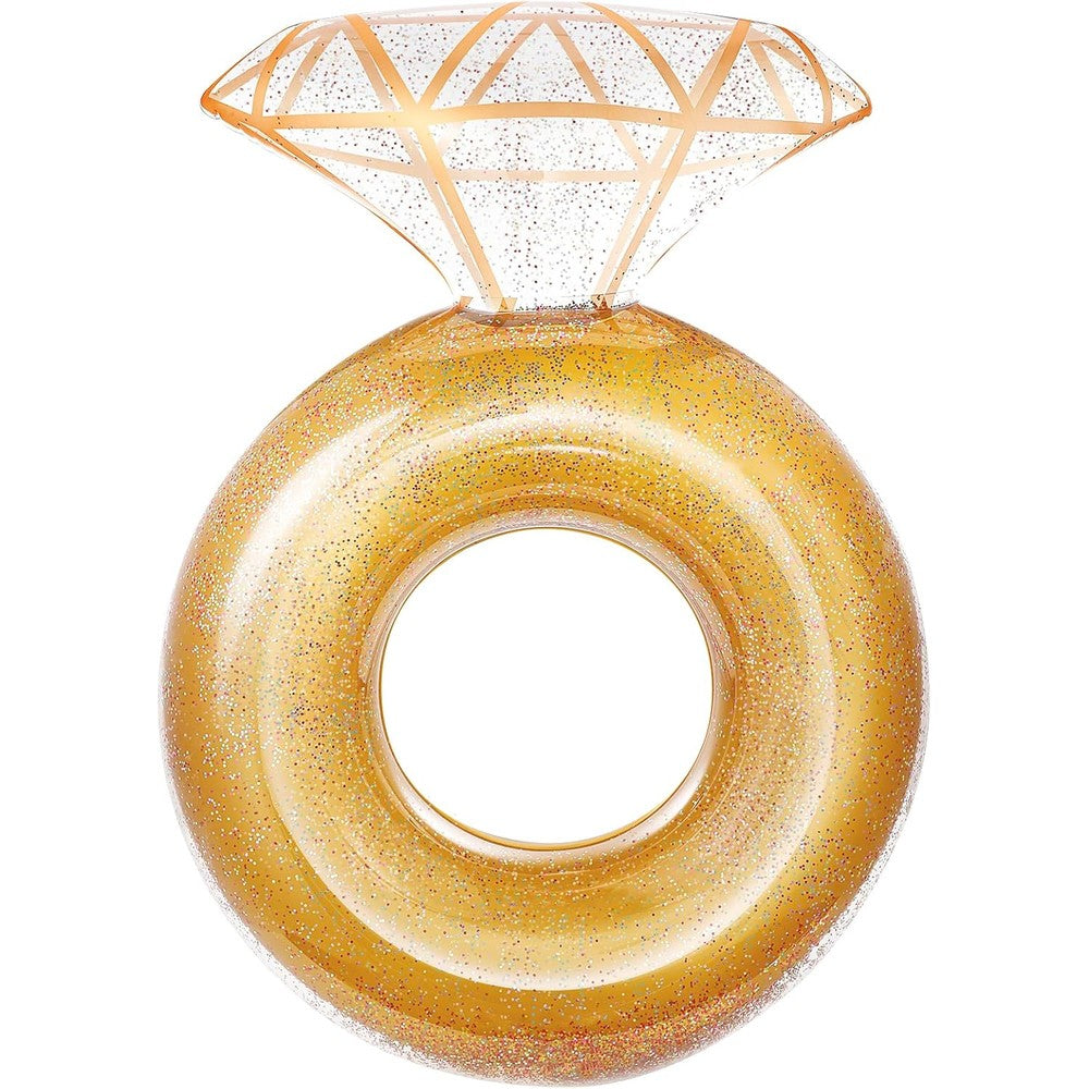 HeySplash inflatable diamond ring pool float front view giant golden ring for bachelorette parties