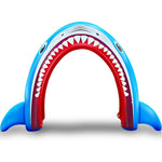 AMENON 11Ft Long Inflatable Shark Sprinkler front view arch on lawn