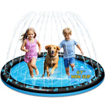 BoucyBudy non slip splash pad for kids and dogs front view layout on backyard grass lawn