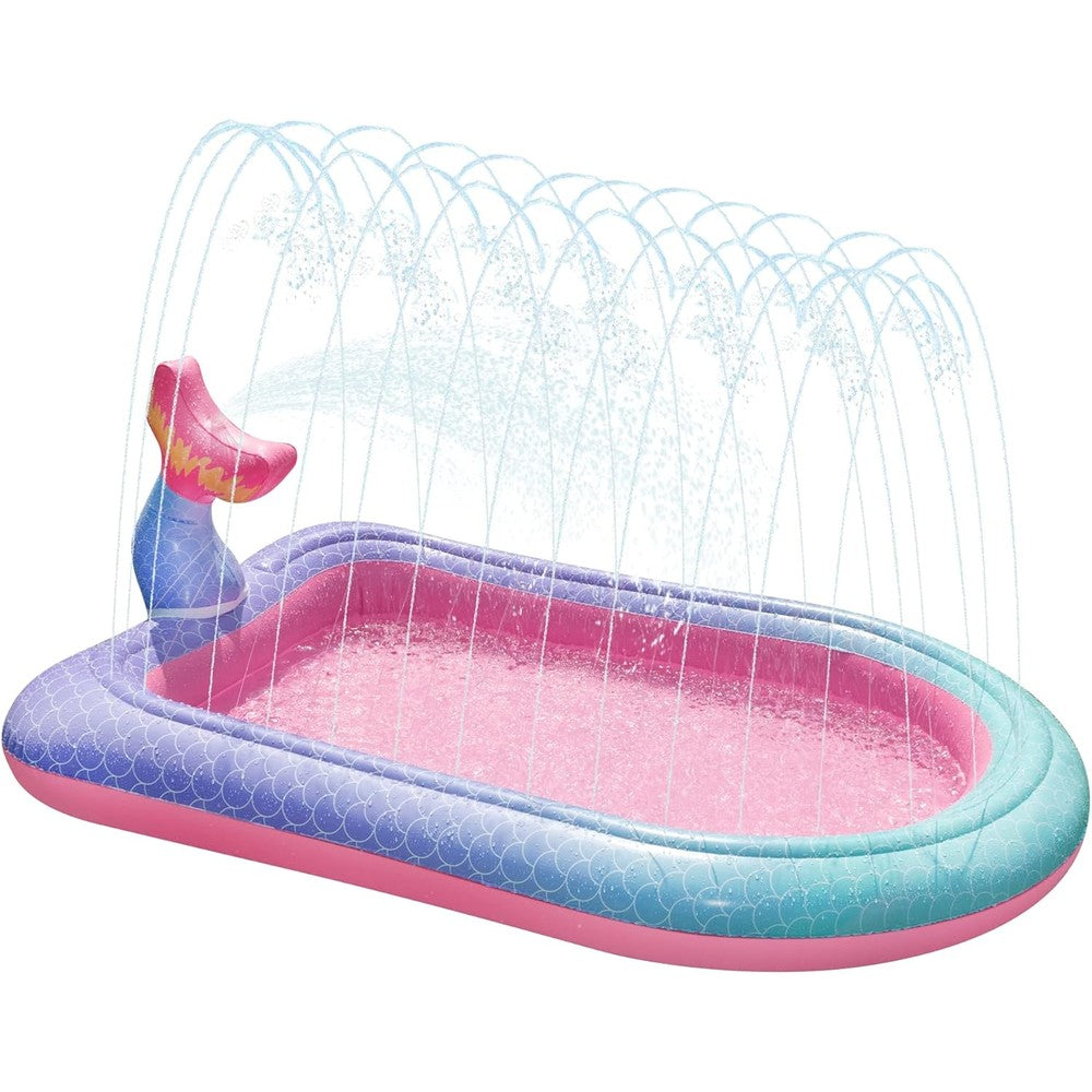 Ancesfun mermaid sprinkler and splash pad front view pink outdoor water toy