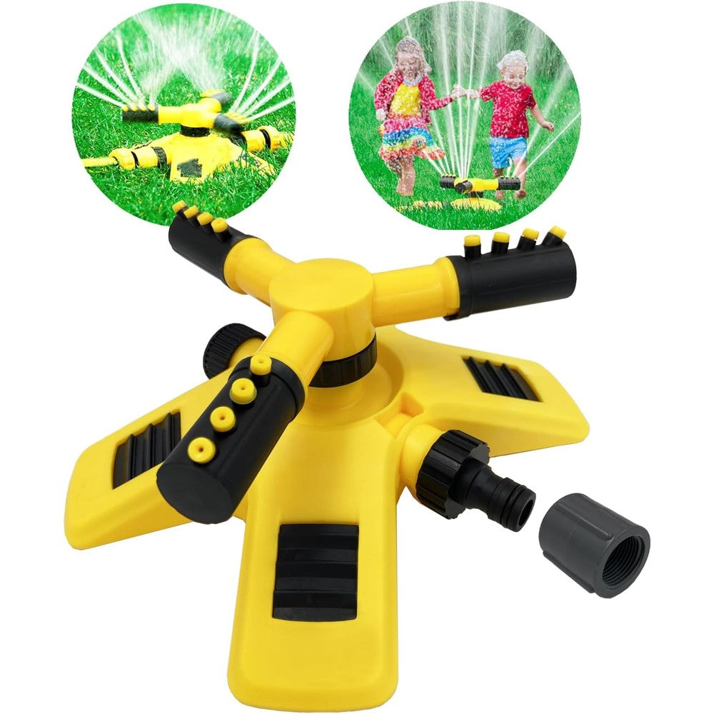 Lumstar kids water sprinkler toy front view on a green lawn