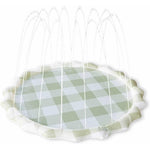 Brooklyn Neutral Gingham Splash Pad front view of the beige and green check water play mat