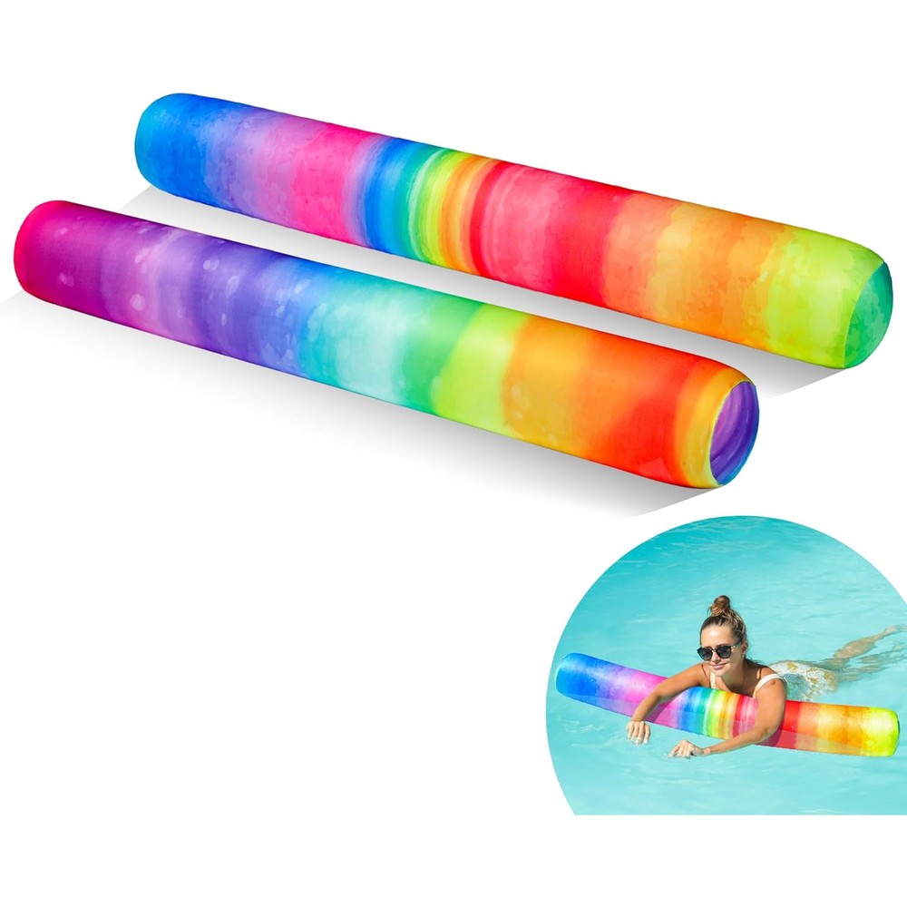FindUWill inflatable swim pool noodles front view floating on blue water