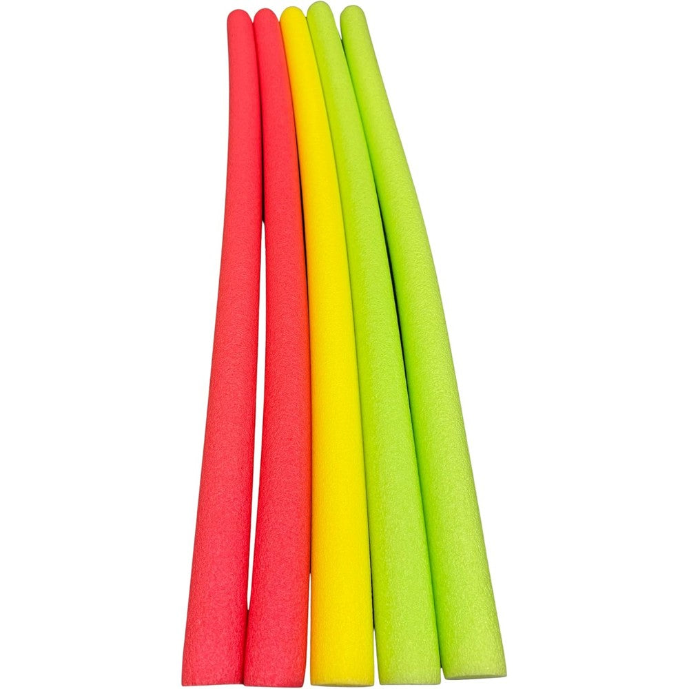 Fix Find Pool Noodles Five Pack front view of vibrant multi-colored floating foam tubes.