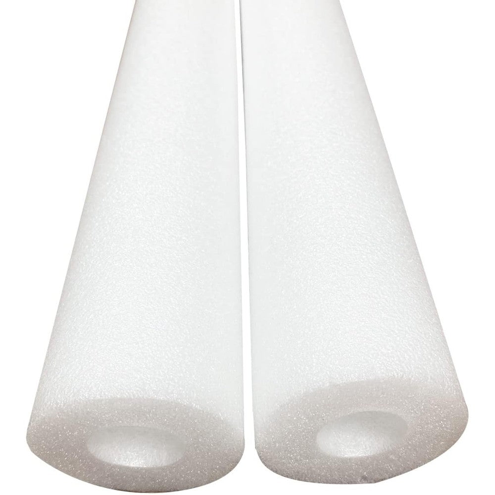 DQFAQYY pool noodles forty six inch hollow foam swim noodle front view showing two pack white tubes.