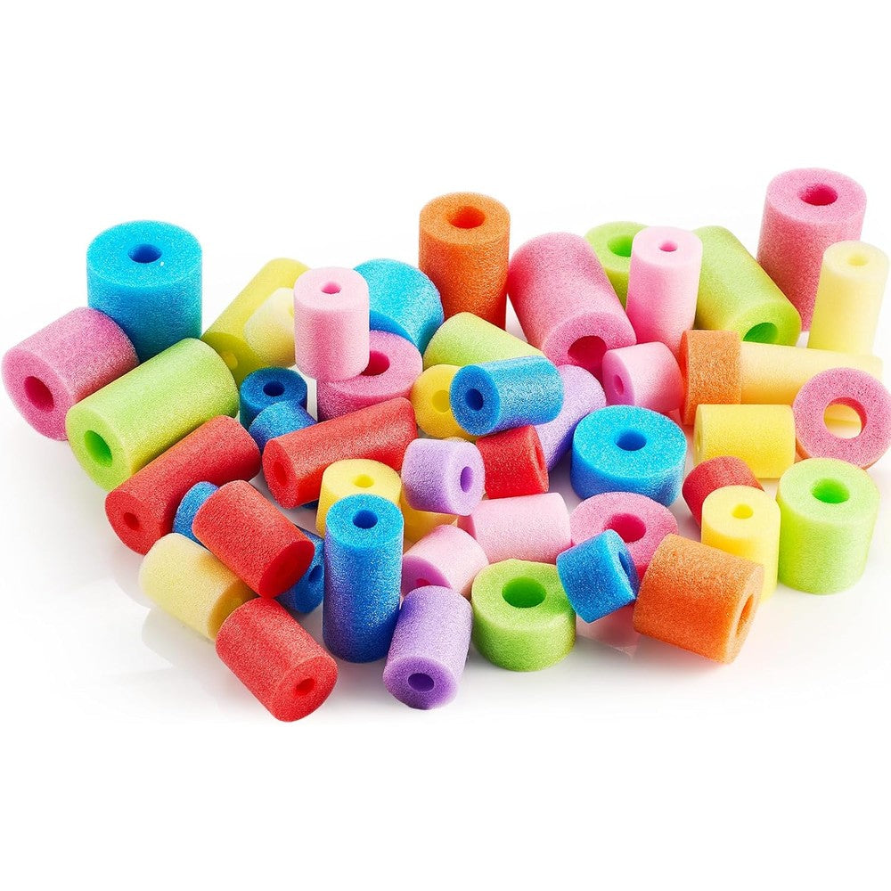 Frienda fifty pieces pool noodles bits multicolor craft foam front view showcasing assorted pastel colors
