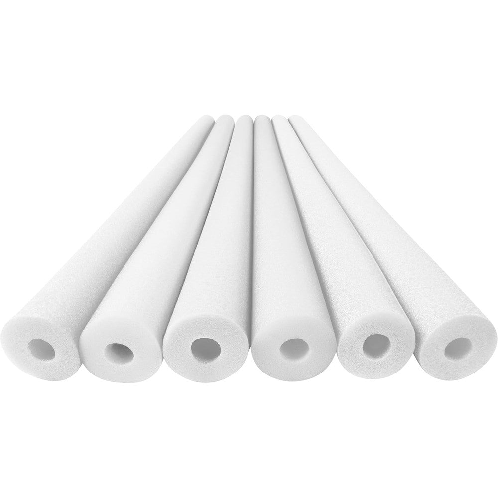 Play22 white foam pool noodles six pack front view for swim training