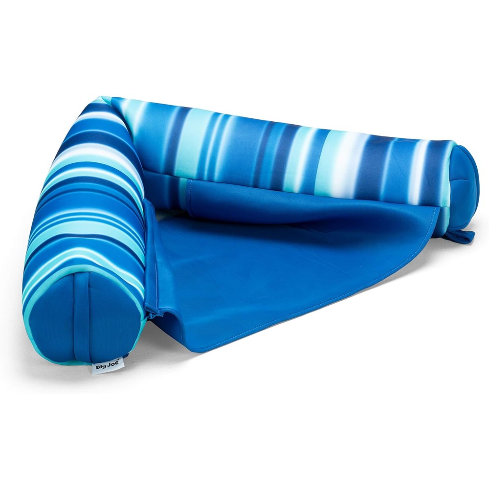 Big Joe Noodle Sling front view of blurred blue non-inflatable floating pool seat with armrests