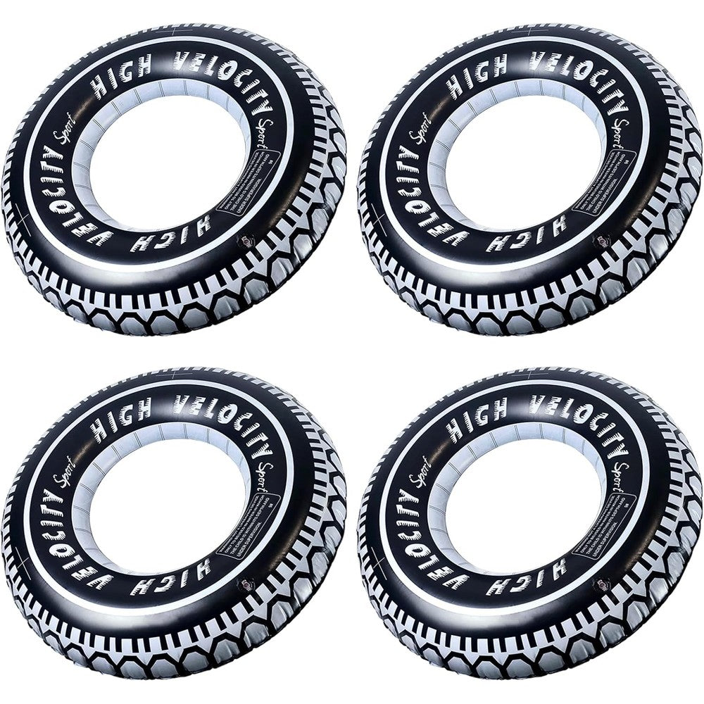Zaruatu 4 pack inflatable tire pool float front view