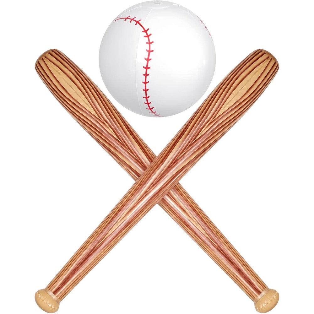 Lewtemi 3 Piece Inflatable Baseball Bat and Beach Ball Set front view