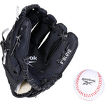 Reebok youth 9-inch baseball glove front view with foam ball