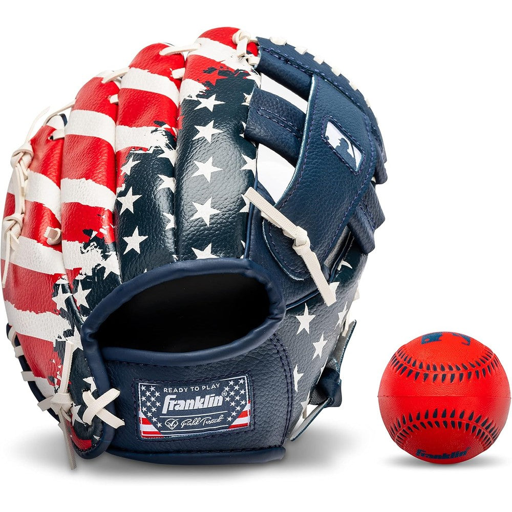 Franklin Sports kids teeball glove and ball set front view