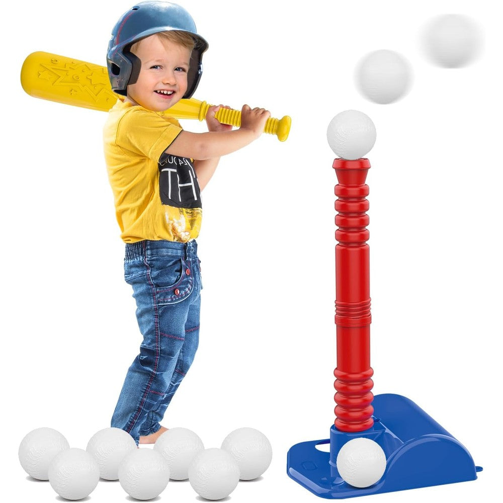 ToyVelt TBall Set for kids with blue base and red tee front view