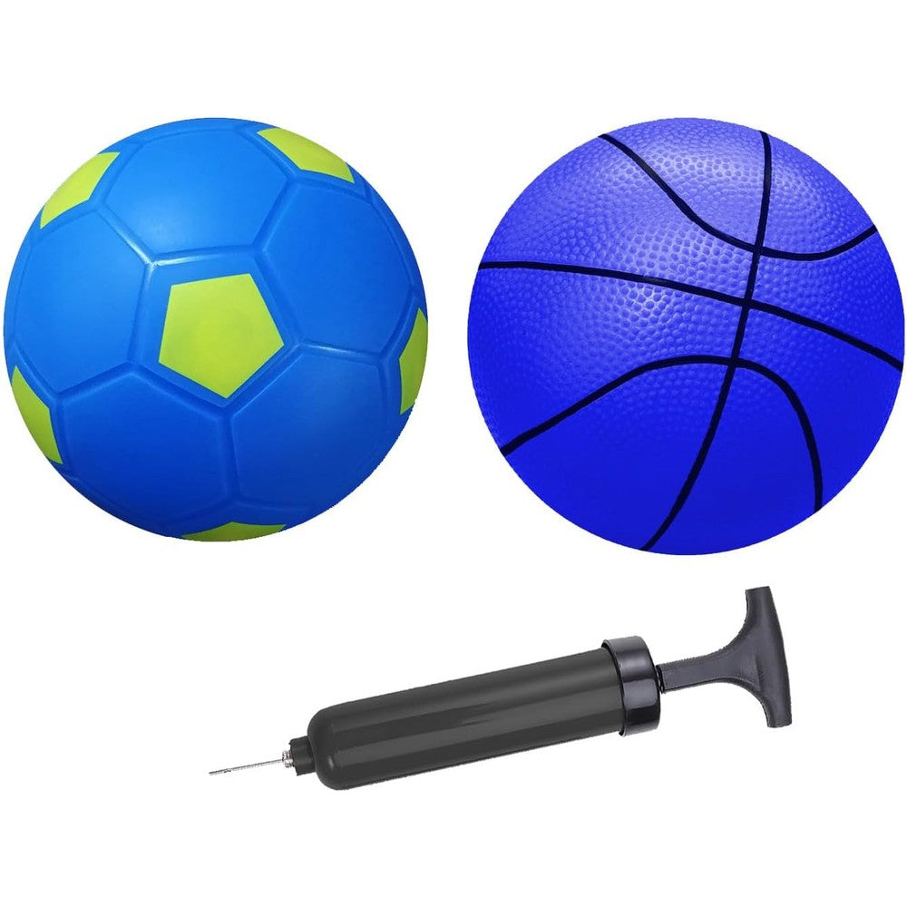 Abaji mini basketball and soccer ball 2-pack set with pump