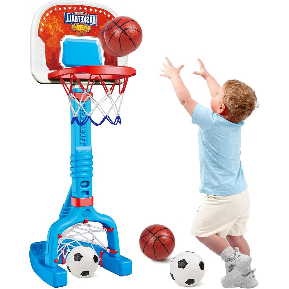 Pjg toddler basketball hoop and soccer goal front view