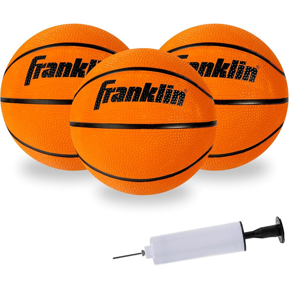 Franklin Sports indoor outdoor rubber mini basketballs 3 pack front view