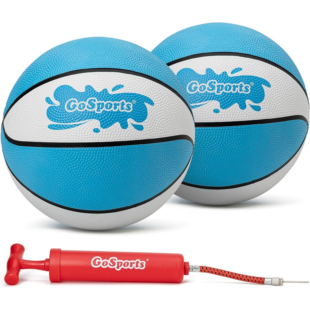 GoSports Water Basketballs 2 Pack front view with hand pump
