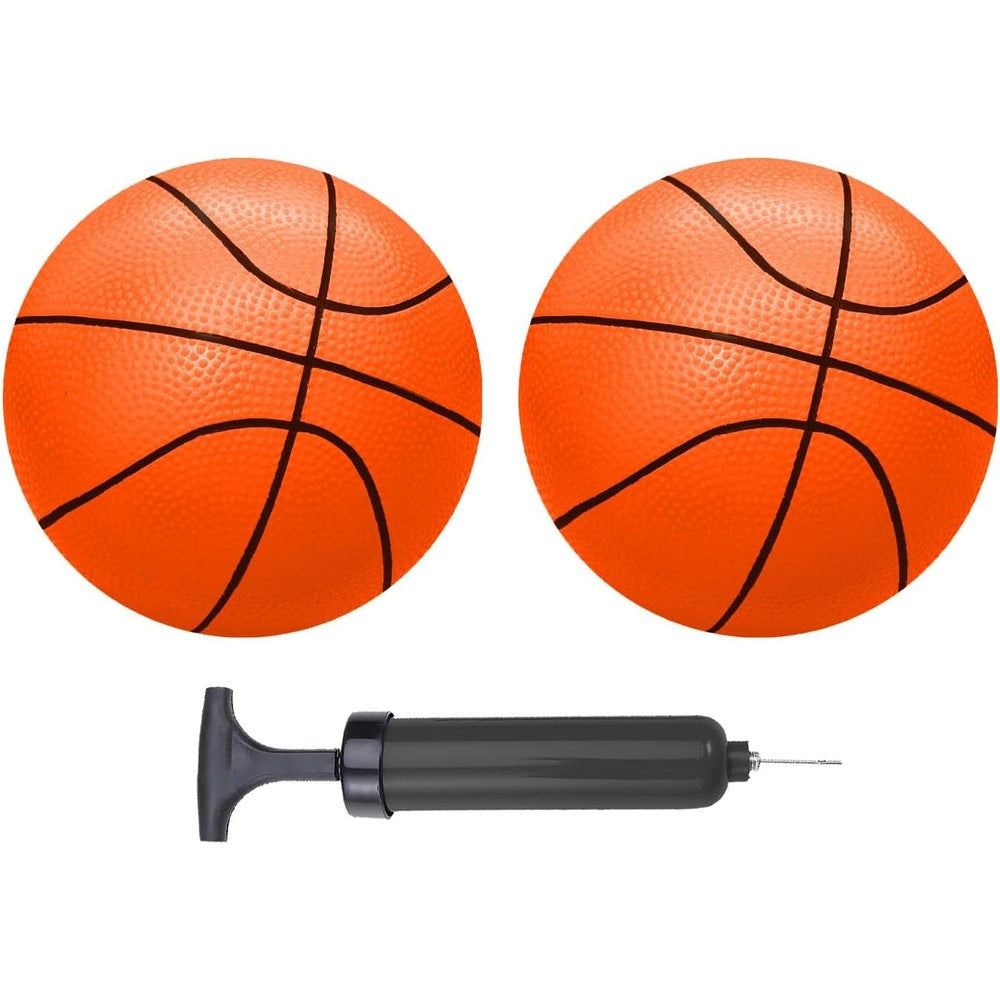 Abaji Mini Basketballs Orange 2 Pack 5 Inch Set With Pump Needle For Indoor Outdoor Pool And Kids Hoop Play Durable PVC Material - Image 1
