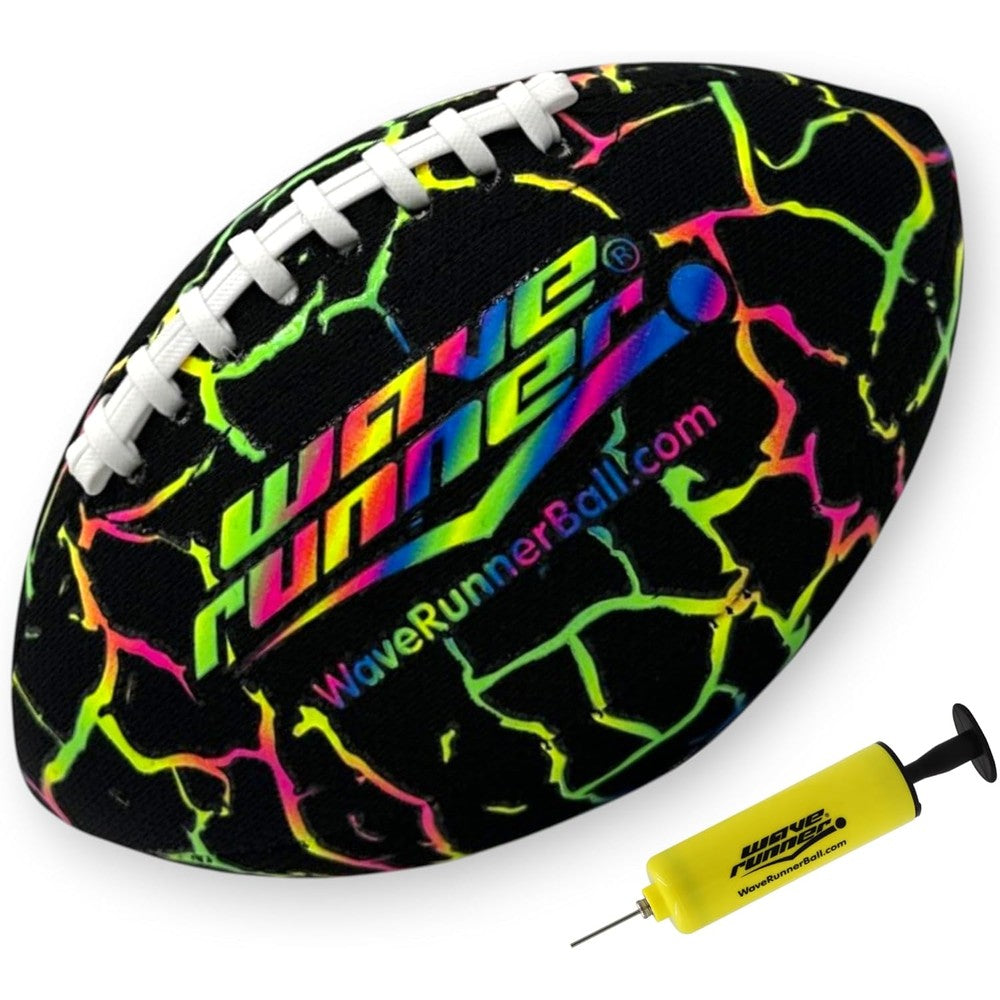 Wave Runner Grip It waterproof water football front view showing the tie dye pattern and double lacing.