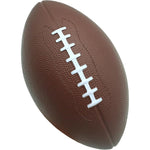 Blu Jay brown foam football for kids front view showing realistic textured grip.