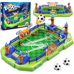 COUOMOXA soccer board game for kids front view showing sloped green field and launchers
