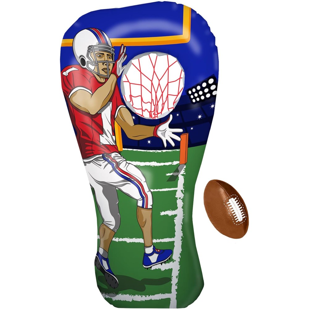 Island Genius Inflatable Football Target Toss Game front view with sixty inch receiver