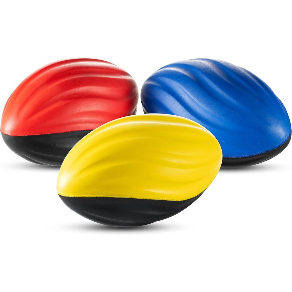 Bedwina mini foam football pack front view highlighting the two tone color variety for youth sports.
