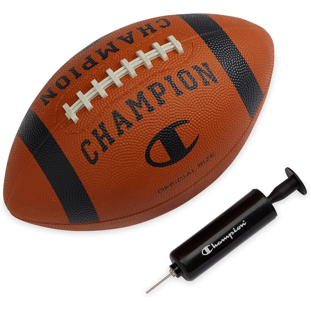 Champion Blitz All Weather American Football front view showcasing classic black rubber cover texture.