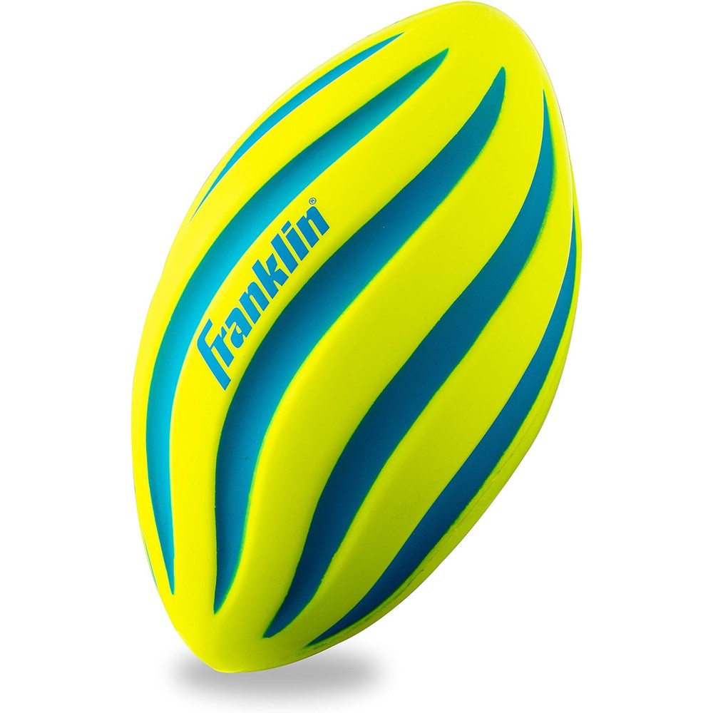Franklin Sports kids foam football front view showing bright neon yellow design.