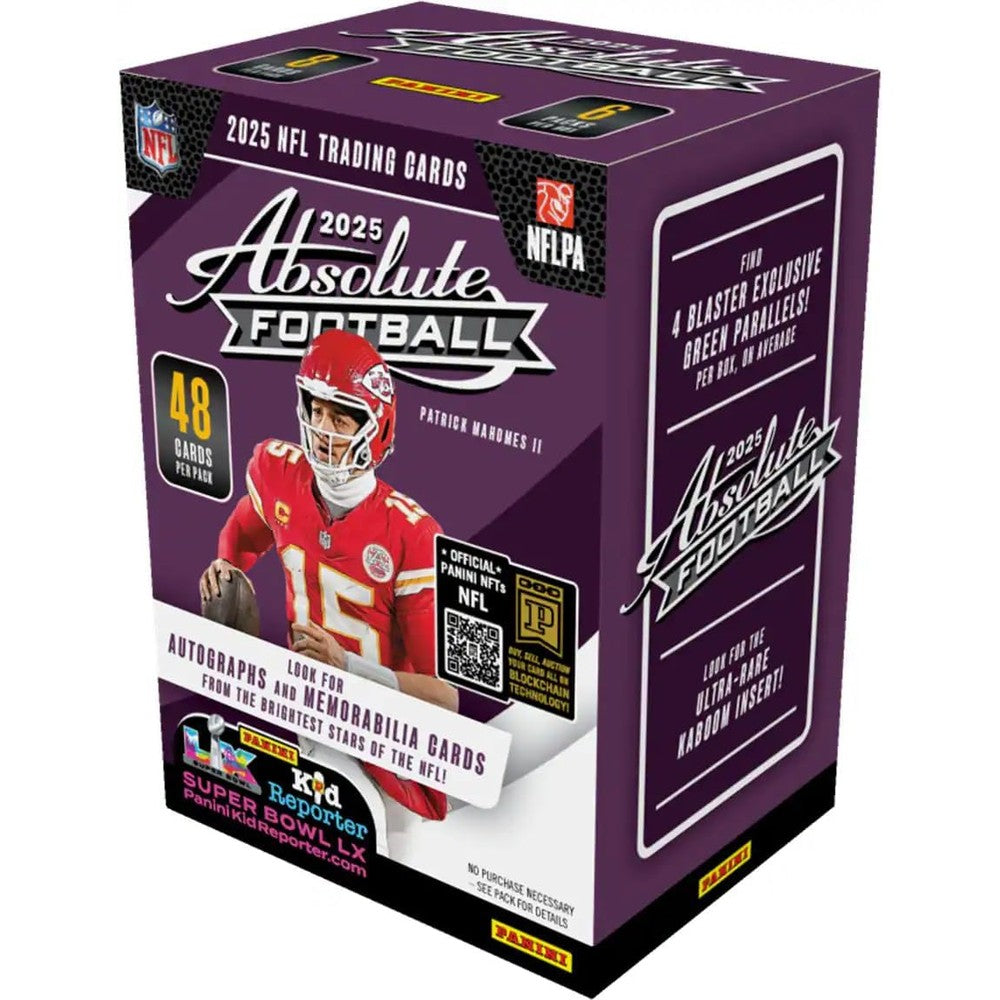 Panini Absolute Football Blaster Box front packaging featuring football players