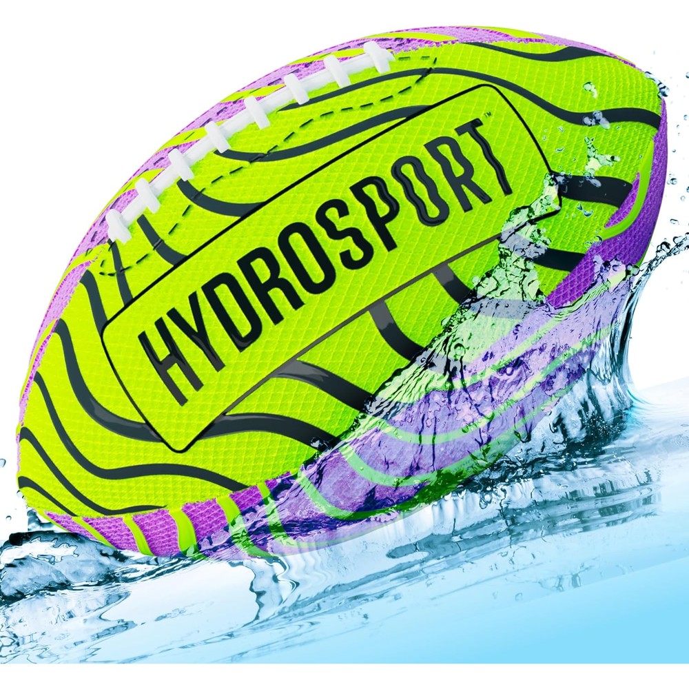 HydroSport Water Football front view showing the textured green and purple waterproof surface.