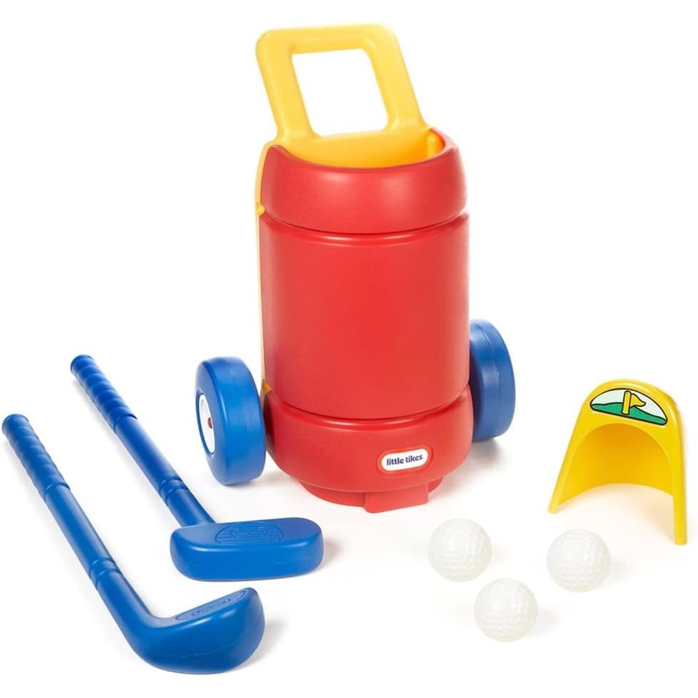 Little Tikes TotSports Easy Hit Golf Set front view with cart and clubs