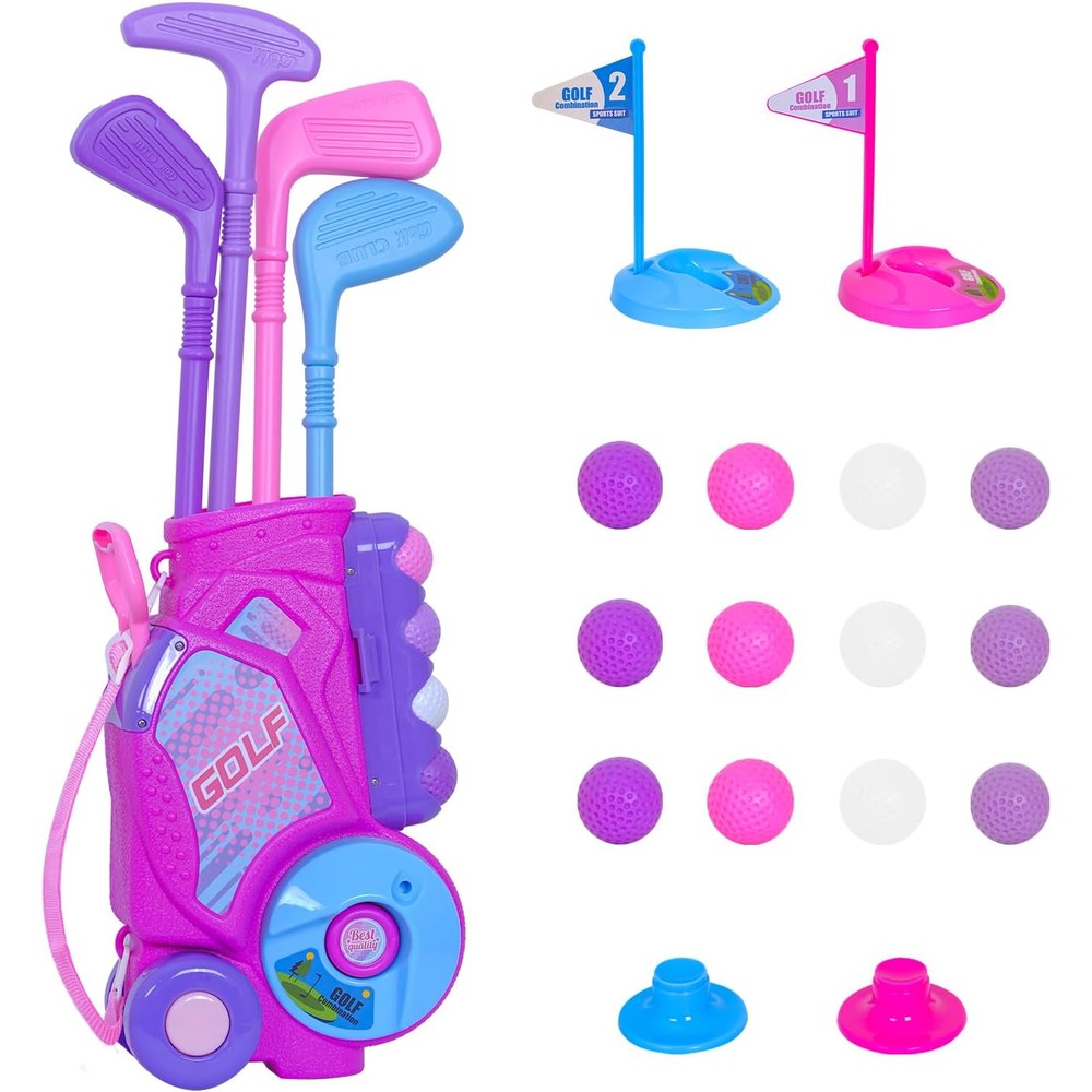 Nattork toddler golf set with rolling cart and clubs