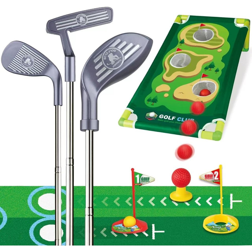 Rcroks toddler golf clubs set front view with accessories